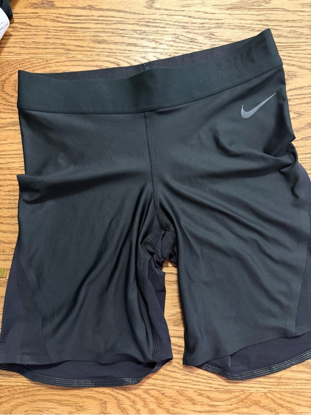 Nike Black Women’s Athletic Compression Shorts sheer mesh on side Large